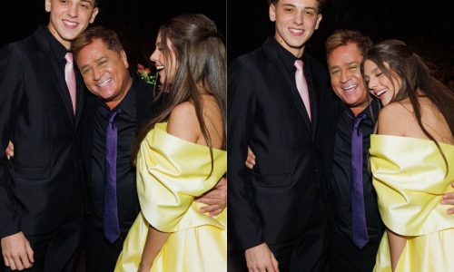 Neta mais velha de Leonardo apresenta o namorado para o avô no dia da festa de 15 anos